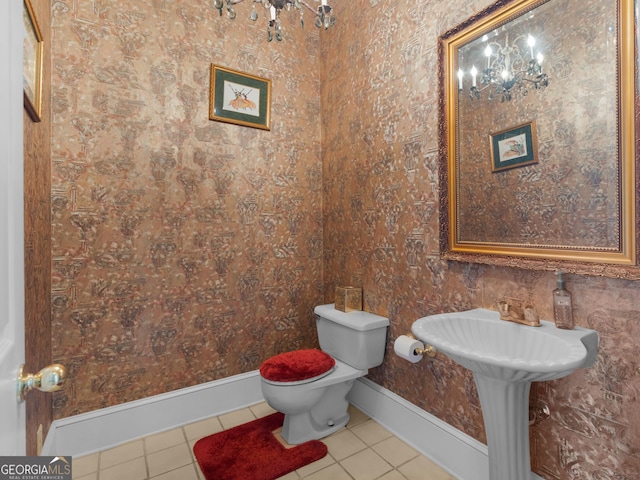 474 N Rover Rd, Williamson, GA 30292 - bathroom with tile patterned flooring, toilet, and baseboards