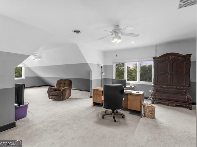 474 N Rover Rd, Williamson, GA 30292 - carpeted office space featuring a ceiling fan