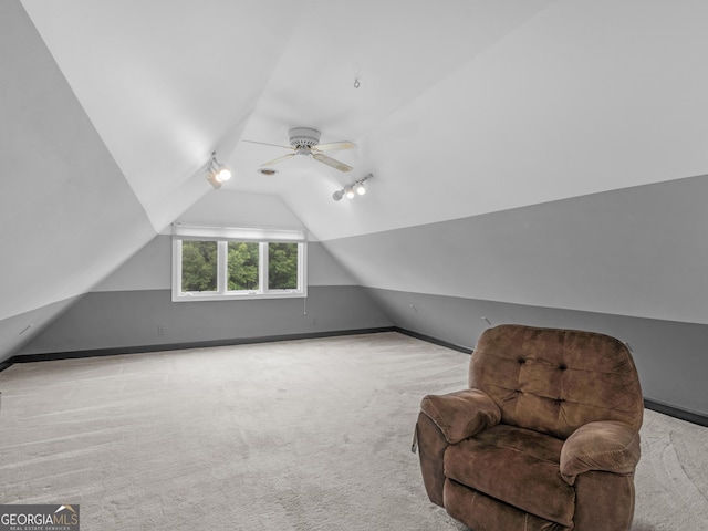 474 N Rover Rd, Williamson, GA 30292 - bonus room featuring carpet floors, lofted ceiling, baseboards, and ceiling fan