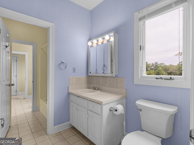 474 N Rover Rd, Williamson, GA 30292 - full bathroom featuring vanity, tile patterned floors, toilet, and baseboards