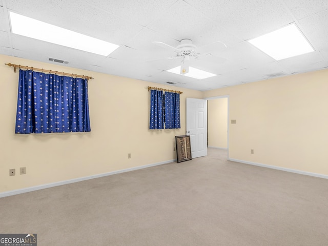 474 N Rover Rd, Williamson, GA 30292 - carpeted empty room featuring baseboards, ceiling fan, and a paneled ceiling