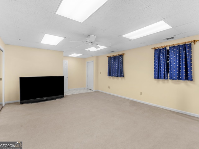 474 N Rover Rd, Williamson, GA 30292 - carpeted spare room featuring a ceiling fan, baseboards, and a paneled ceiling