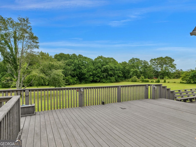 474 N Rover Rd, Williamson, GA 30292 - deck with a lawn and view of wooded area