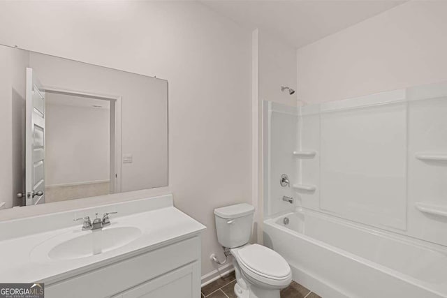 1159 Blue Juniper Cir, Loganville, GA 30052 - full bath with vanity, toilet, shower / tub combination, baseboards, and tile patterned flooring