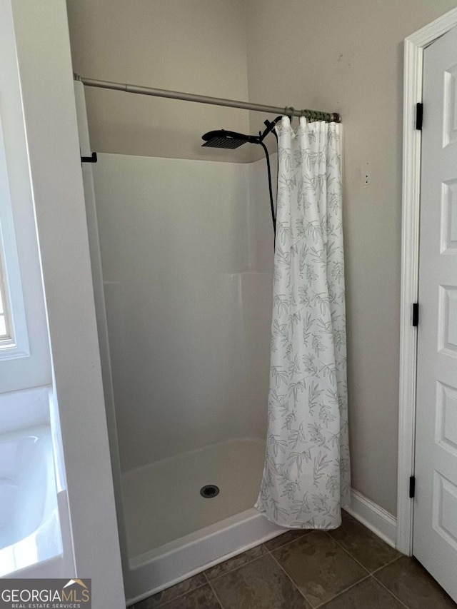 1010 Holliday Pass, Griffin, GA 30223 - bathroom with a shower with curtain and tile patterned flooring