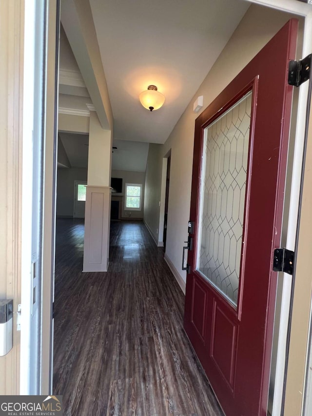 1010 Holliday Pass, Griffin, GA 30223 - foyer with dark wood-style flooring and baseboards