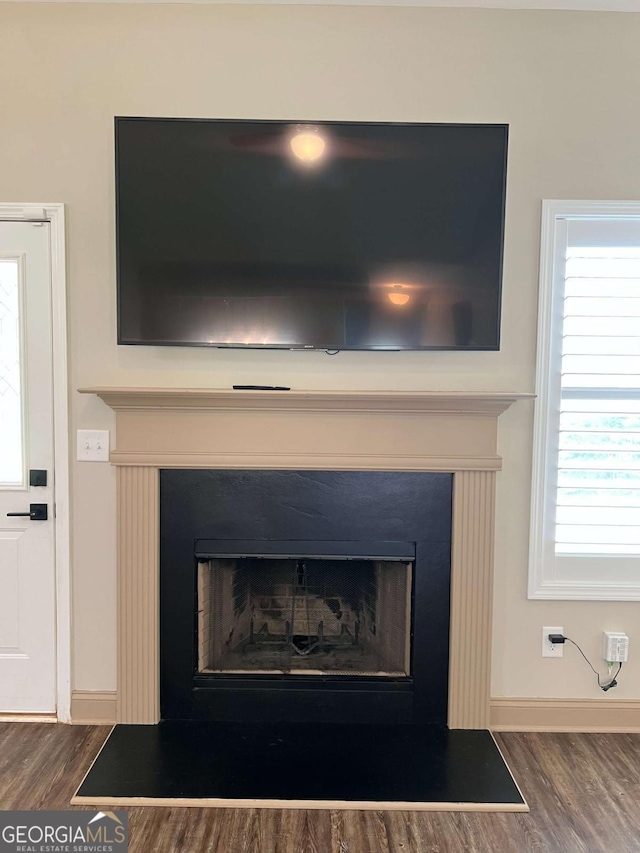 1010 Holliday Pass, Griffin, GA 30223 - detailed view of a fireplace, wood finished floors, and baseboards