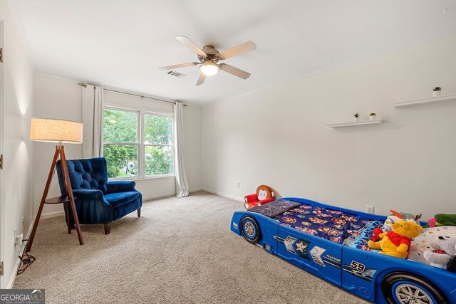 3714 Westbrooke Cir, Brookhaven, GA 30319 - bedroom with carpet floors, baseboards, and a ceiling fan