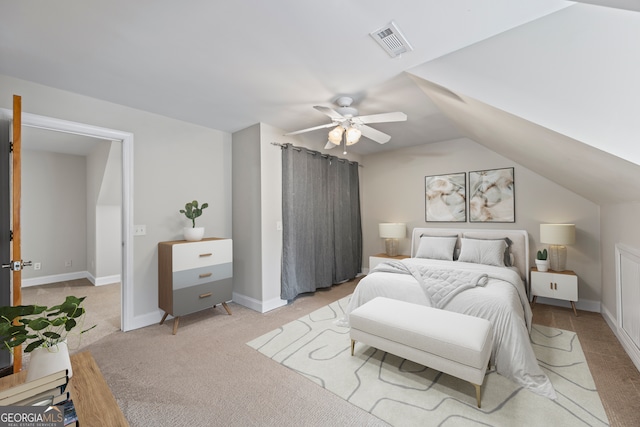 1451 Tappan Spur Dr, Watkinsville, GA 30677 - bedroom featuring light carpet, ceiling fan, vaulted ceiling, and baseboards