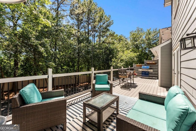 2356 Defoors Ferry Rd NW, Atlanta, GA 30318 - deck featuring outdoor lounge area and view of scattered trees