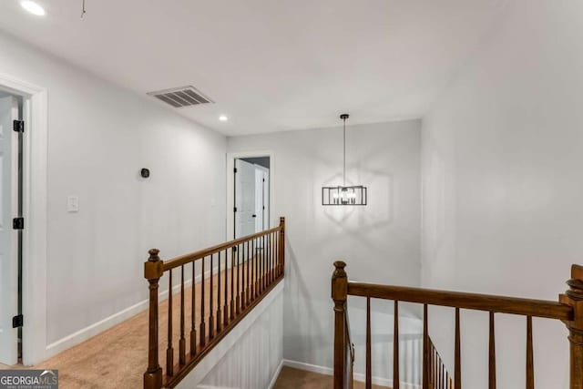 2356 Defoors Ferry Rd NW, Atlanta, GA 30318 - stairs featuring recessed lighting, carpet floors, baseboards, and a chandelier