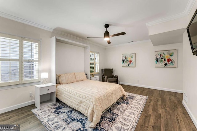 2356 Defoors Ferry Rd NW, Atlanta, GA 30318 - bedroom with wood finished floors, crown molding, baseboards, and a ceiling fan