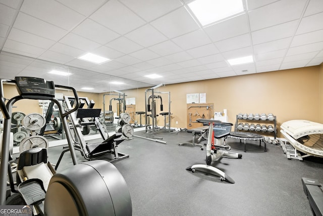3495 Mill Bridge Dr, Marietta, GA 30062 - exercise room featuring a drop ceiling and baseboards