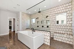 320 Dodd Ln, Alpharetta, GA 30005 - full bath featuring a walk in shower, a soaking tub, and recessed lighting