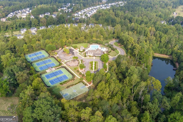 6585 Canyon Cv, Cumming, GA 30028 - aerial overview of property's location with a forest