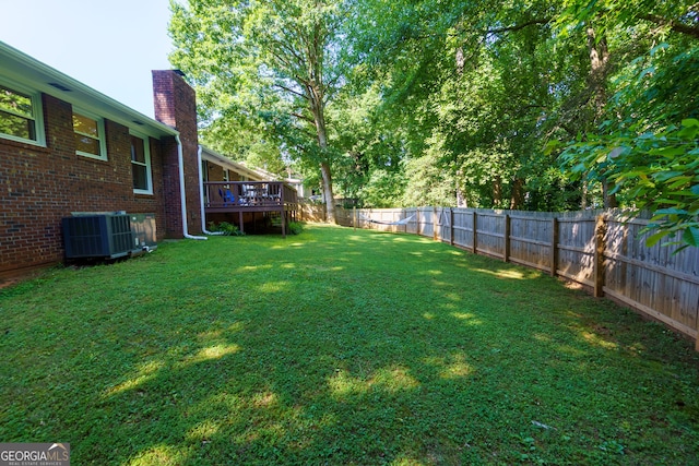 2121 Elysian Cir, Gainesville, GA 30501 - view of yard featuring central AC and a wooden deck