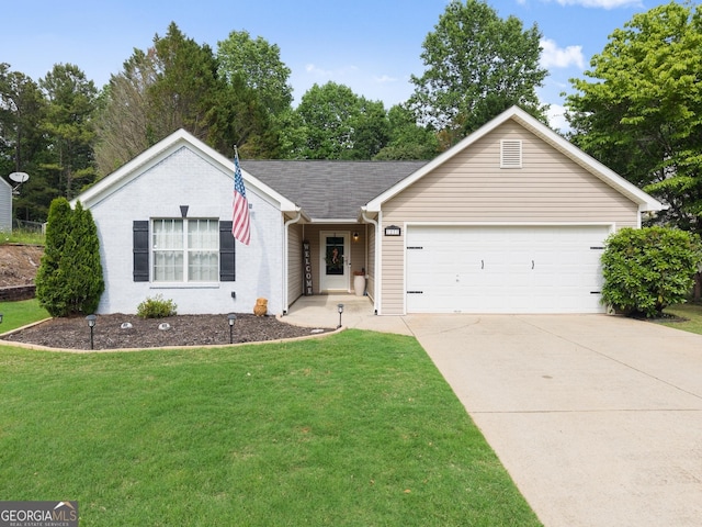 7277 Plum Creek Dr, Gainesville, GA 30507 - ranch-style house featuring driveway, a garage, and a front lawn