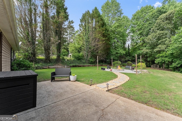 7277 Plum Creek Dr, Gainesville, GA 30507 - view of patio / terrace with an outdoor fire pit