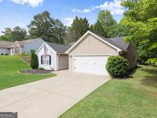 7277 Plum Creek Dr, Gainesville, GA 30507 - ranch-style house featuring a garage, concrete driveway, and a front yard