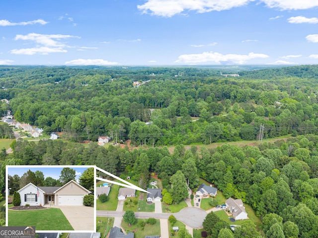 7277 Plum Creek Dr, Gainesville, GA 30507 - aerial view of property and surrounding area with a forest and property boundaries highlighted