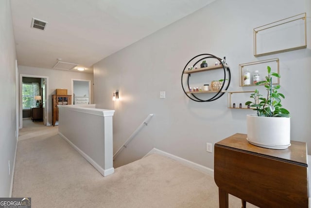 3420 Griffin Way, Cumming, GA 30040 - hallway featuring an upstairs landing, light carpet, and baseboards