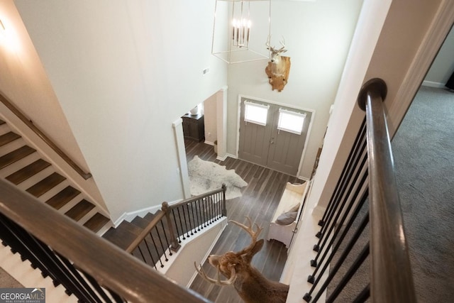 337 Paynes Lake Rd, Carrollton, GA 30116 - foyer featuring a towering ceiling, a chandelier, and stairs