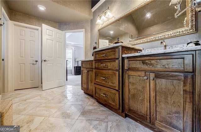 3620 Chartwell Dr, Suwanee, GA 30024 - bathroom with vanity and marble finish flooring