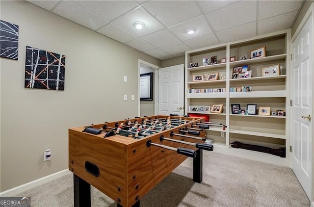 3620 Chartwell Dr, Suwanee, GA 30024 - recreation room with carpet floors, baseboards, and a drop ceiling