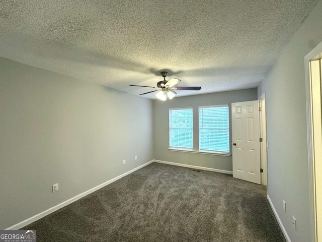 3170 W Point Cir, Douglasville, GA 30135 - spare room featuring ceiling fan, dark colored carpet, baseboards, and a textured ceiling