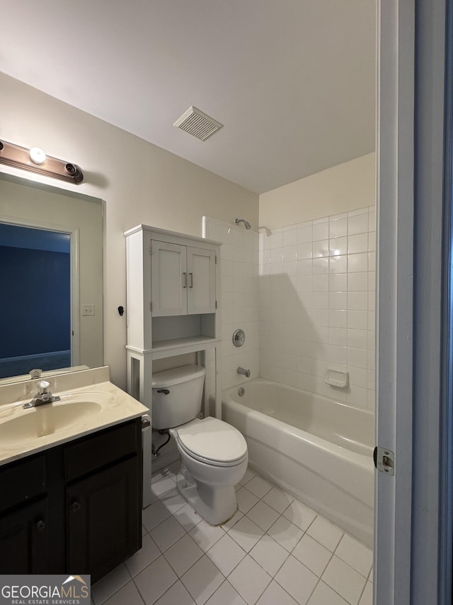 1031 Jordan Rd, Dacula, GA 30019 - bathroom featuring vanity, tile patterned floors, toilet, and shower / tub combination
