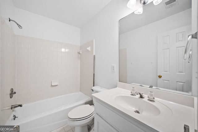5190 Beech Forest Dr, Lilburn, GA 30047 - full bath with vanity,  shower combination, toilet, and tile patterned flooring