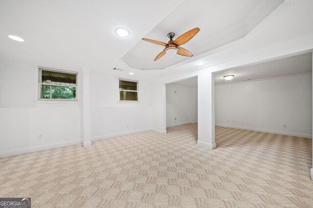 5190 Beech Forest Dr, Lilburn, GA 30047 - spare room featuring ornamental molding, light carpet, electric panel, baseboards, and ceiling fan