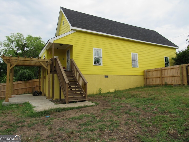 791 Anderson St, Macon, GA 31201 - rear view of house with a patio, crawl space, and stairs