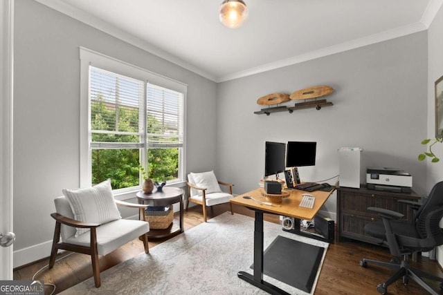 1104 Victoria St NE, Atlanta, GA 30319 - office area with ornamental molding and wood finished floors