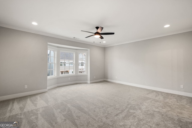 4002 Potter Way, Woodstock, GA 30188 - carpeted spare room featuring ceiling fan, ornamental molding, baseboards, and recessed lighting