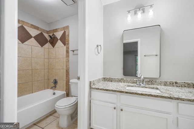113 Tuxworth Cir, Decatur, GA 30033 - bathroom with vanity, toilet, bathing tub / shower combination, and tile patterned flooring