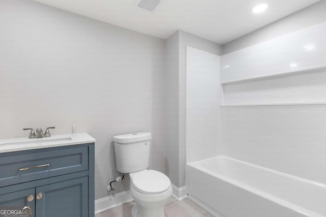 347 Chip Rd, Stone Mountain, GA 30087 - full bath featuring toilet, vanity, baseboards, and tub / shower combination