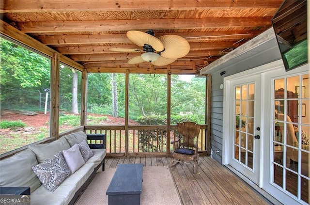 123 Mill Ln, Dallas, GA 30157 - sunroom / solarium with an outdoor living space, ceiling fan, and plenty of natural light