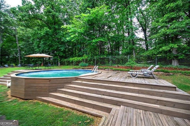 123 Mill Ln, Dallas, GA 30157 - outdoor pool with a wooden deck