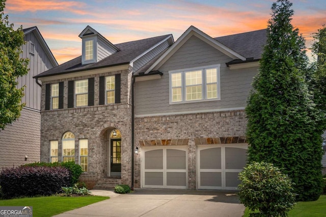667 Creswell Park, Smyrna, GA 30082 - view of front of property featuring a garage, brick siding, and driveway