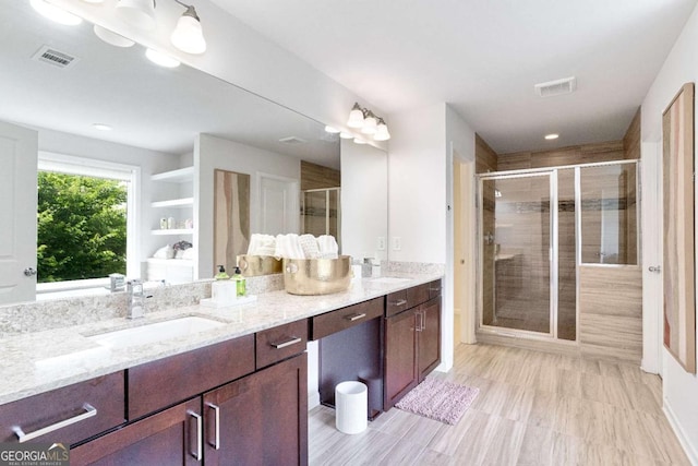 667 Creswell Park, Smyrna, GA 30082 - full bathroom featuring double vanity and a stall shower