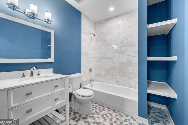 667 Creswell Park, Smyrna, GA 30082 - bathroom with toilet, vanity, bathing tub / shower combination, and tile patterned flooring