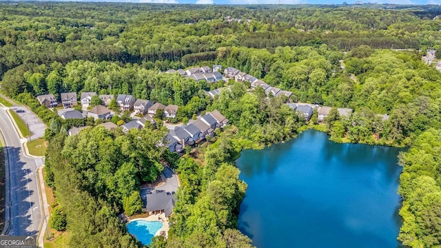 667 Creswell Park, Smyrna, GA 30082 - aerial view of property's location featuring a heavily wooded area, a nearby body of water, and nearby suburban area