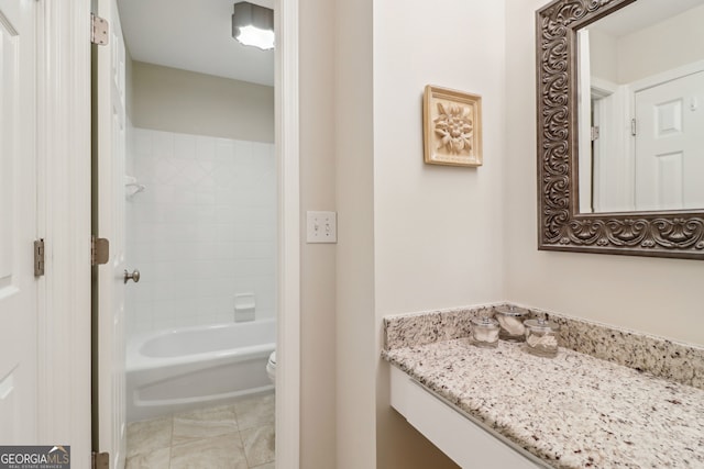 12645 Morningpark Cir, Alpharetta, GA 30004 - bathroom featuring vanity, toilet, and shower / bath combination