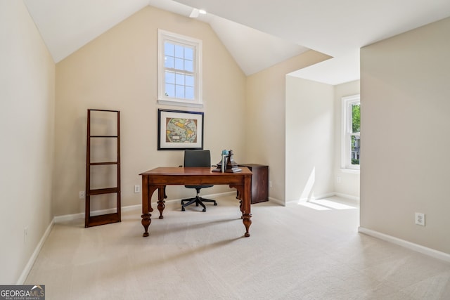 12645 Morningpark Cir, Alpharetta, GA 30004 - carpeted office with healthy amount of natural light, lofted ceiling, and baseboards