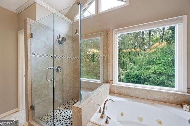 206 Kingsley Way, Woodstock, GA 30188 - full bath with a tub with jets and a stall shower