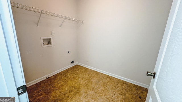 4676 Shaded Oak Ln, Forest Park, GA 30297 - laundry area with hookup for a washing machine, hookup for an electric dryer, baseboards, and tile patterned floors