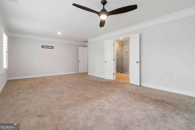 1227 Herty Dr, Marietta, GA 30062 - spare room with crown molding, a ceiling fan, carpet flooring, baseboards, and recessed lighting
