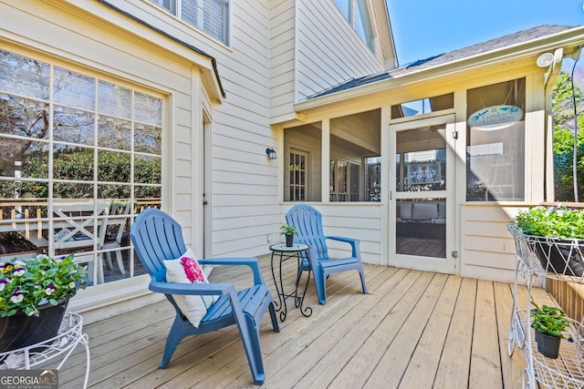 4506 Westcliff Trce NE, Roswell, GA 30075 - wooden terrace with a sunroom