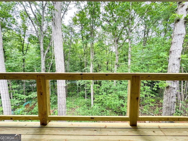 169 View St, Clarkesville, GA 30523 - wooden terrace featuring a wooded view